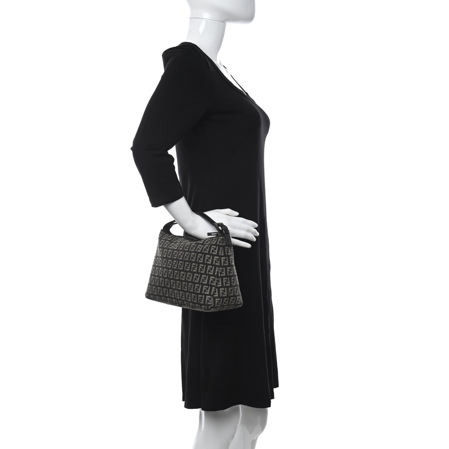 Fendi Zucchino Vitello Mini Pochette Testa di Moro Beige 2 of 9