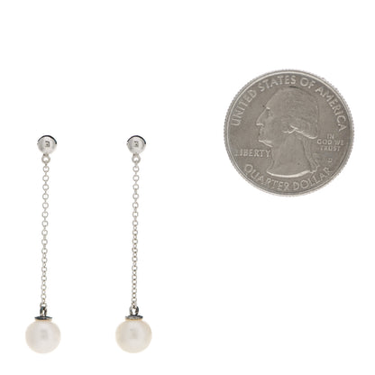 Tiffany Sterling Silver Pearl Ziegfeld Drop Earrings 2 of 5