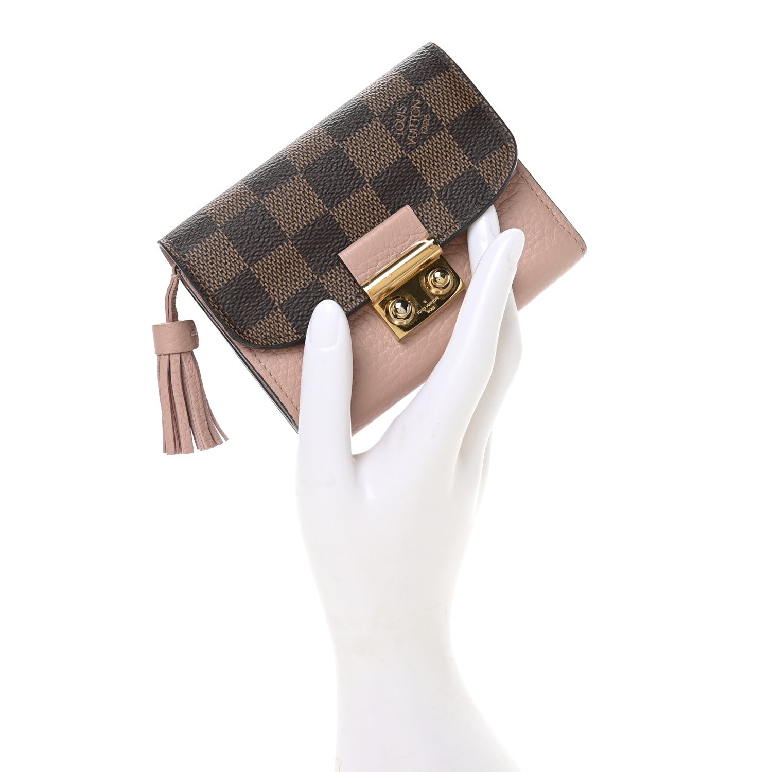 Louis Vuitton Damier Ebene Croisette Compact Wallet Magnolia 2 of 8