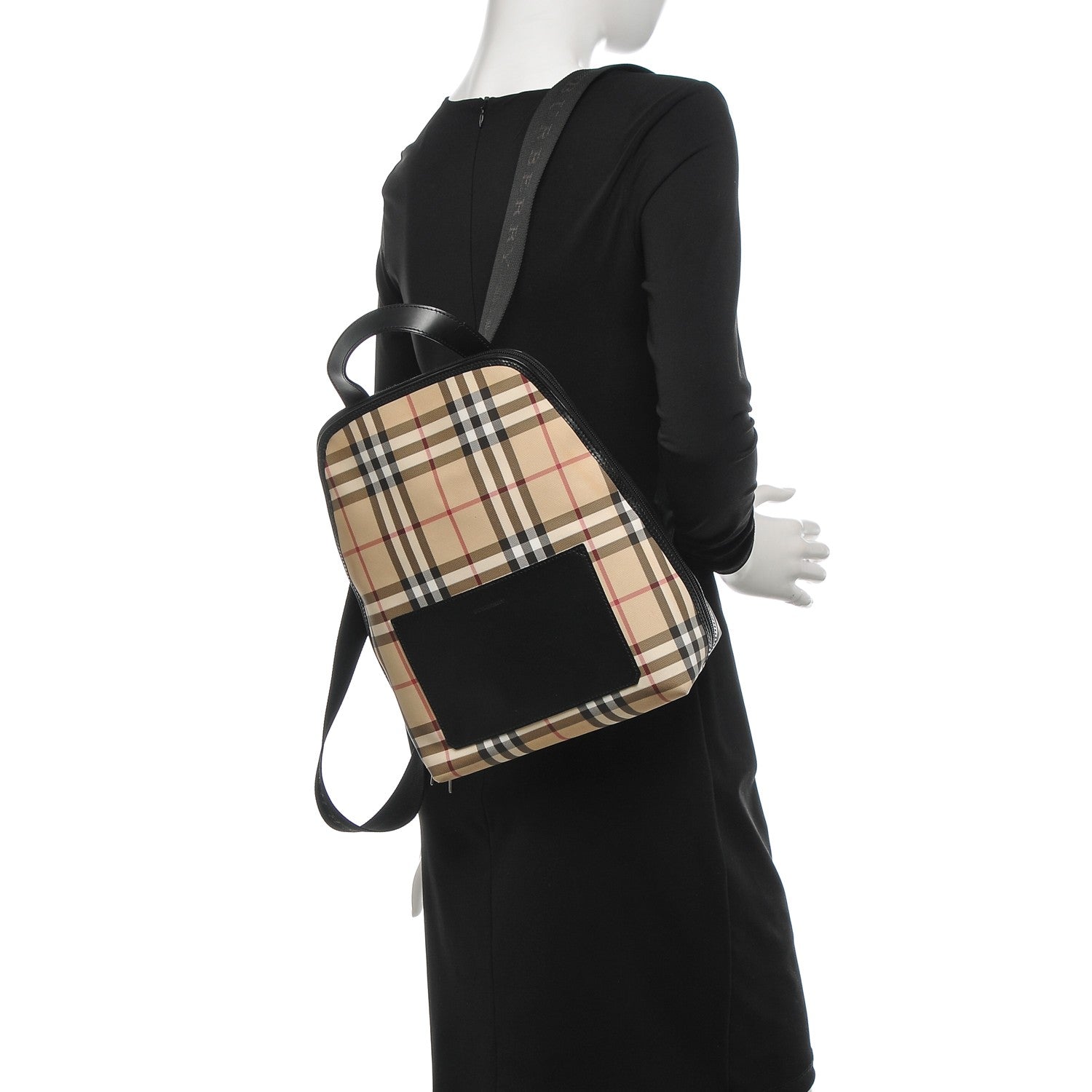 Burberry Canvas House Check Backpack Black 2 of 11