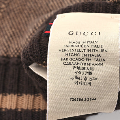 Gucci Cashmere GG Fingerless Gloves L Beige Dark Brown 3 of 4