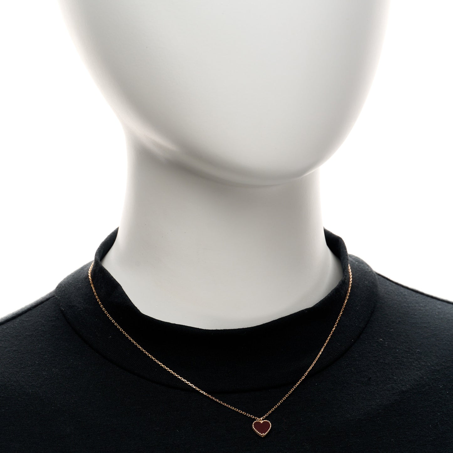 18k Rose Gold Carnelian Sweet Alhambra Heart Pendant Necklace
