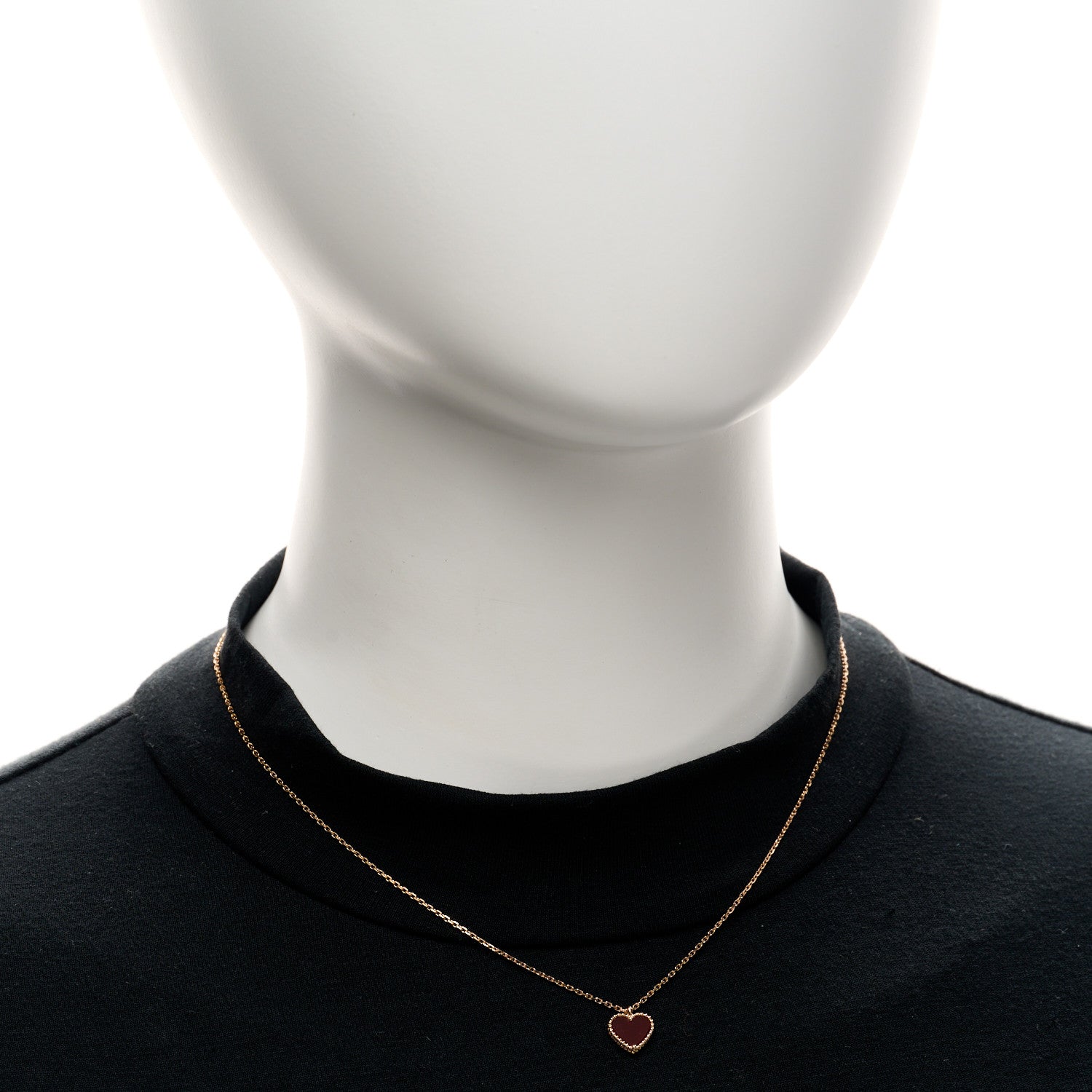 Van Cleef & Arpels 18k Rose Gold Carnelian Sweet Alhambra Heart Pendant Necklace 2 of 5