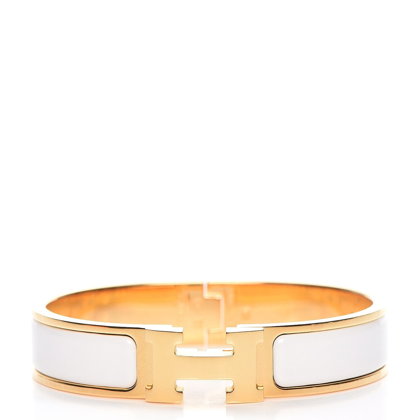 Enamel Narrow Clic Clac H Bracelet PM White