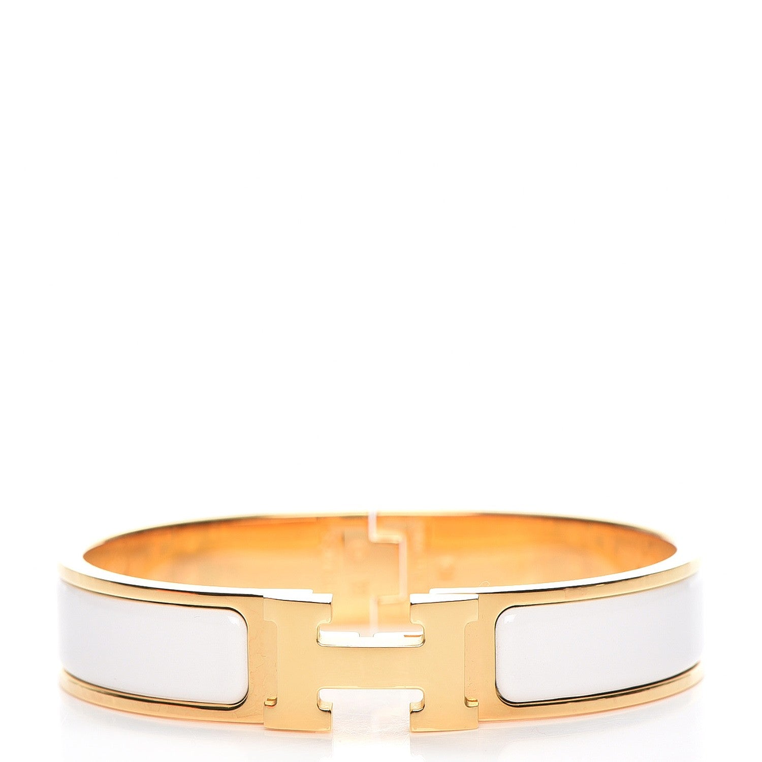 Hermes Enamel Narrow Clic Clac H Bracelet PM White 1 of 6