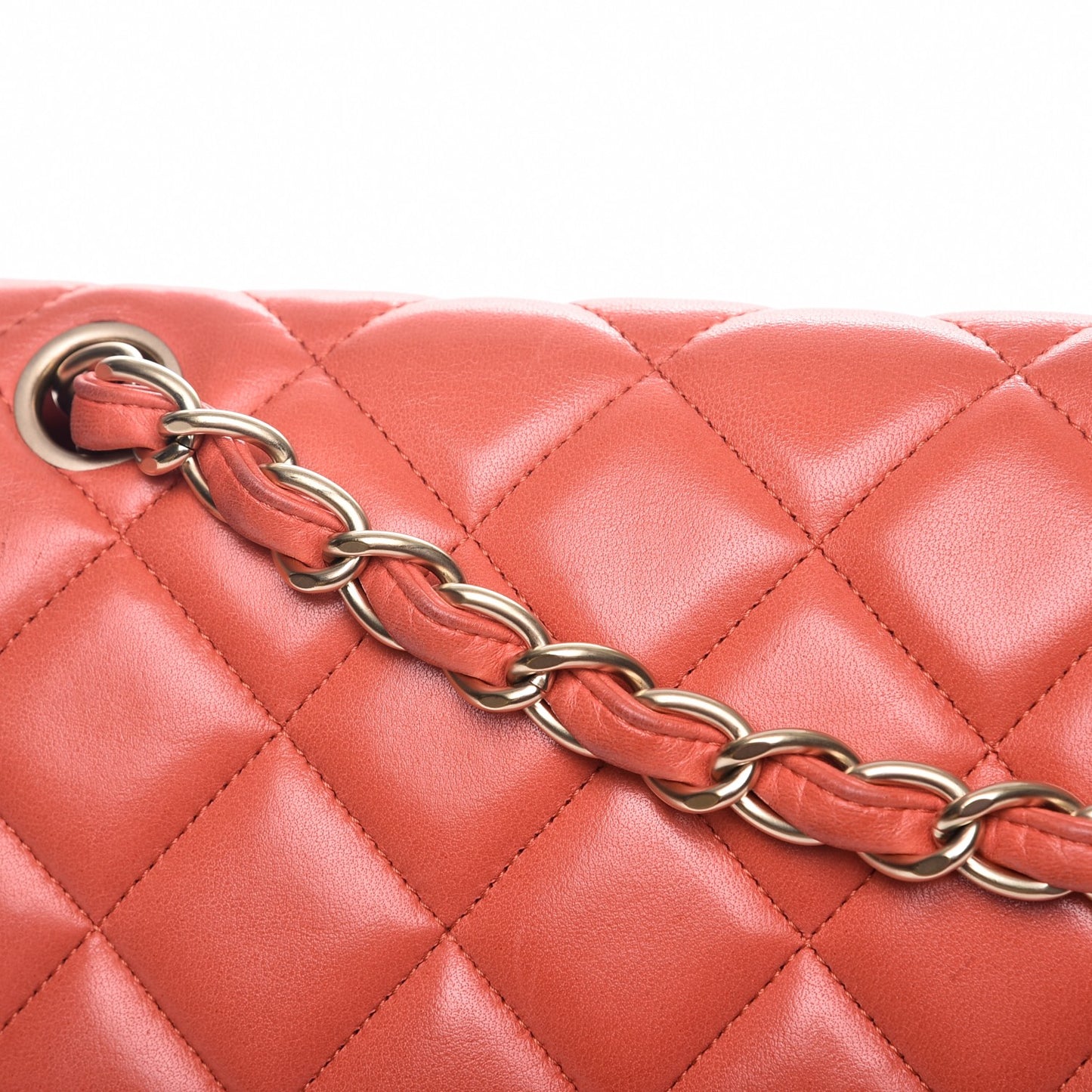 Lambskin Quilted Maxi Single Flap Light Red