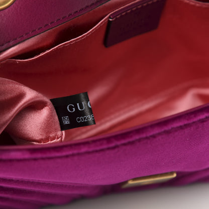 Gucci Velvet Matelasse Mini GG Marmont Shoulder Bag Fuchsia Violet Cyclamen 8 of 11