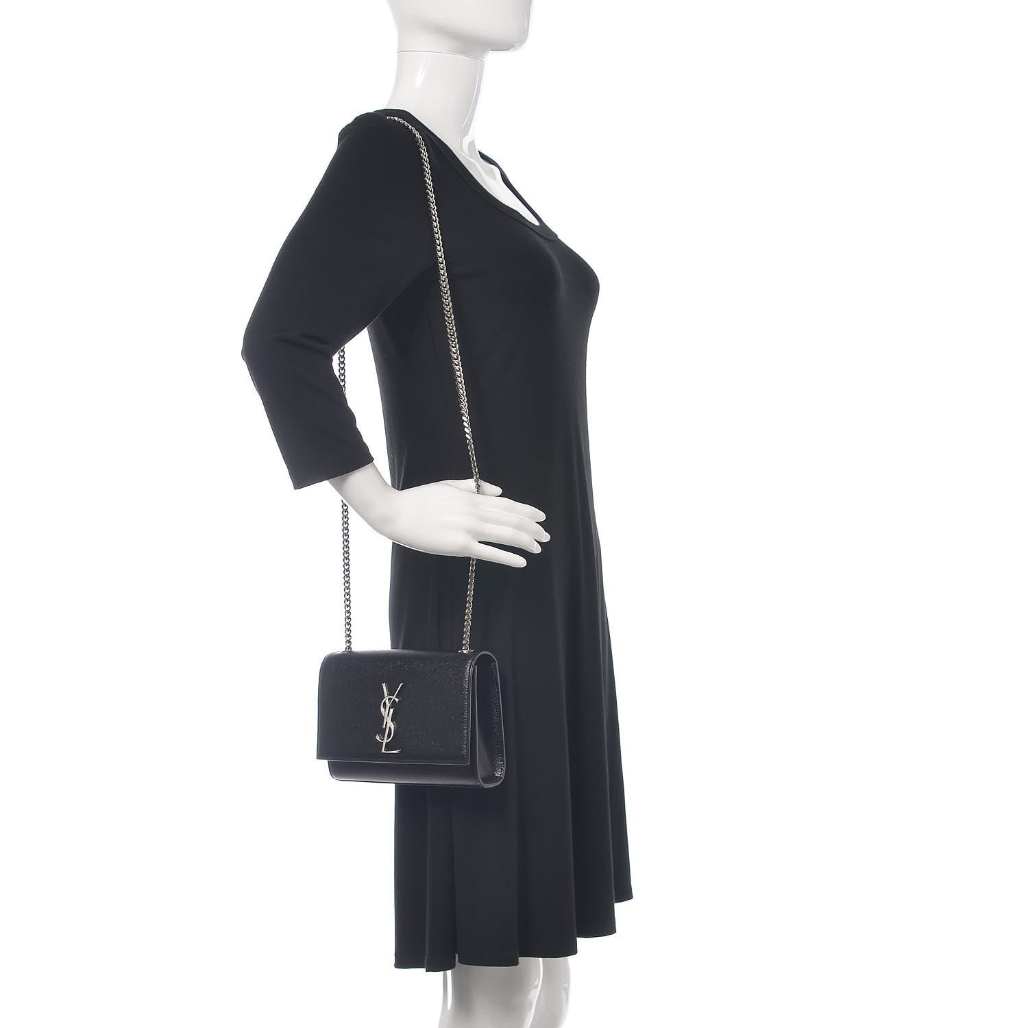 Saint Laurent Grain De Poudre Small Monogram Kate Satchel Black 2 of 8