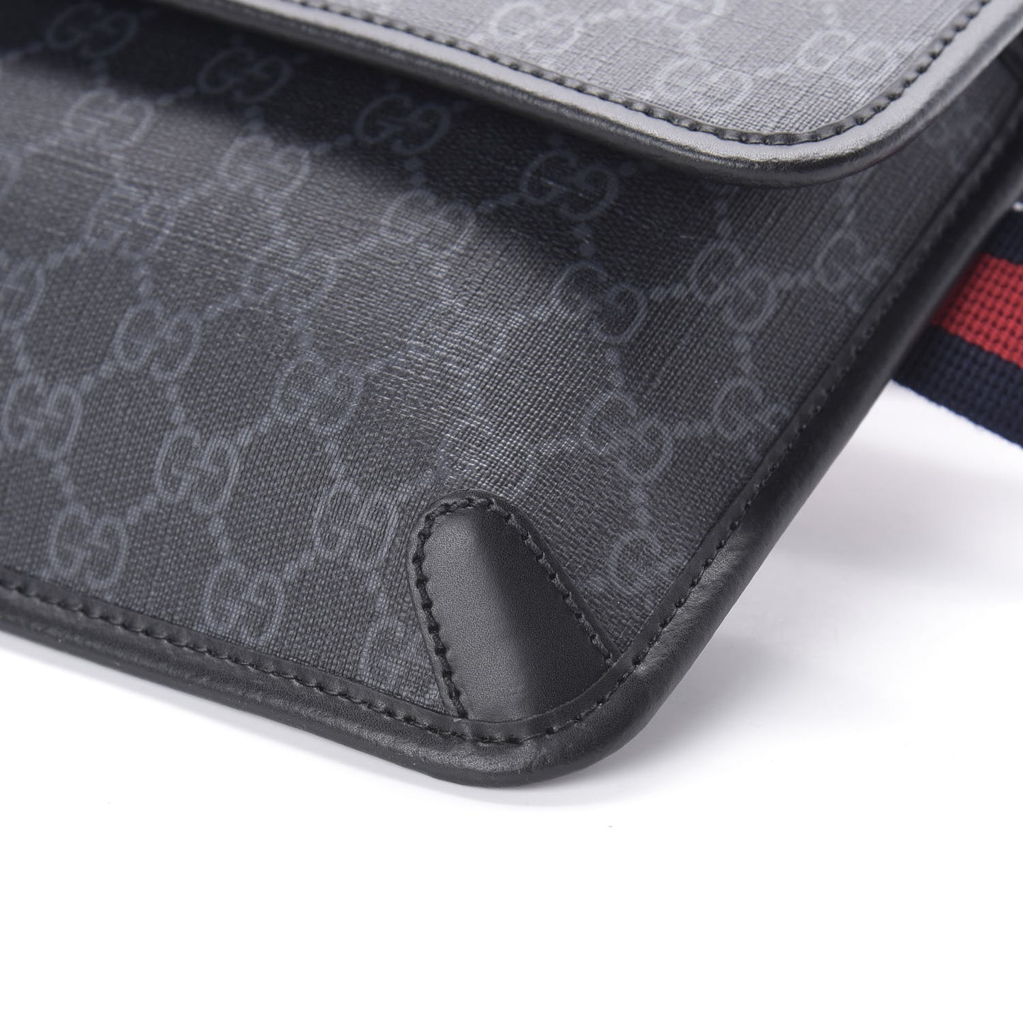 GG Supreme Monogram Web Slim Belt Bag Black Grey