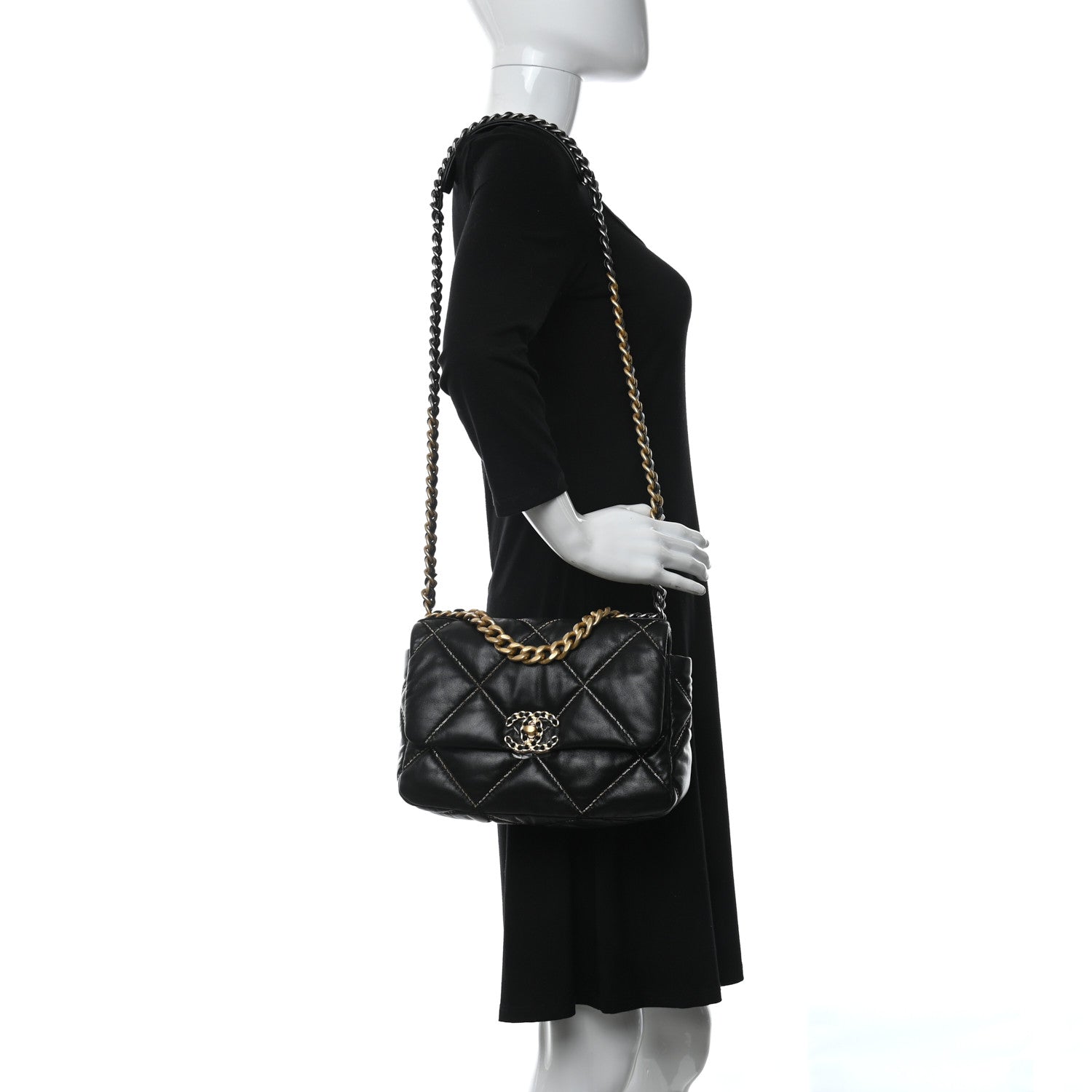 Chanel Lambskin Chain Quilted Medium Chanel 19 Flap Black 2 of 10
