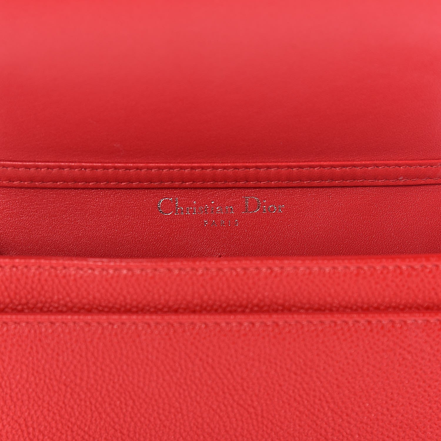 Christian Dior Grained Calfskin Diorama Wallet on Chain Pouch Rouge Vif 6 of 9