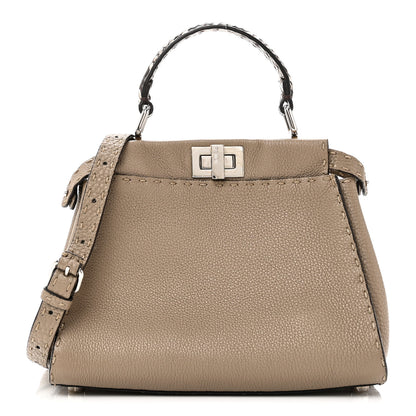 Fendi Cuoio Romano Snakeskin Selleria Mini Peekaboo Iconic Satchel Roccia Corda 1 of 10