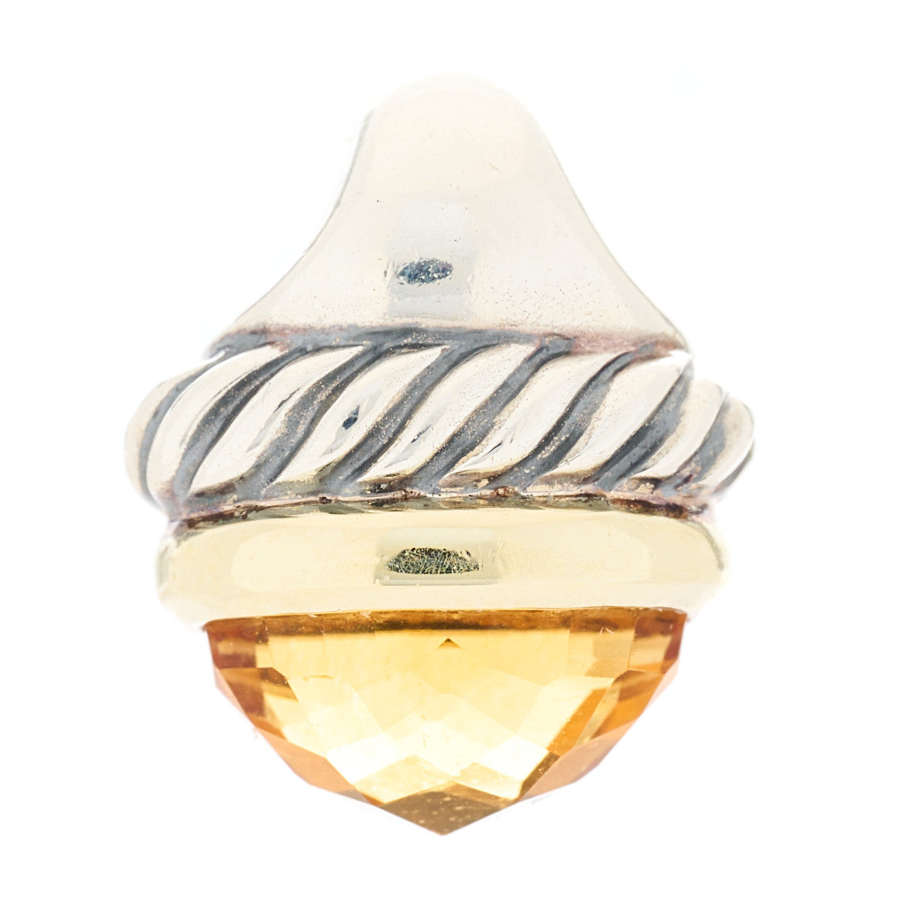Sterling Silver 14K Yellow Gold Citrine 10mm Acorn Pendant