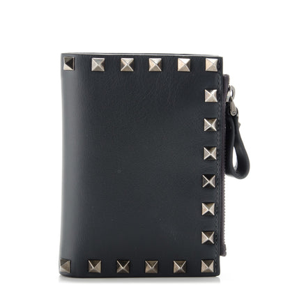 Valentino Garavani Calfskin Rockstud Card Holder with Zipper Dark Grey 1 of 8