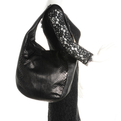 Gucci Python Leather Medium Greenwich Shoulder Bag Black 2 of 7
