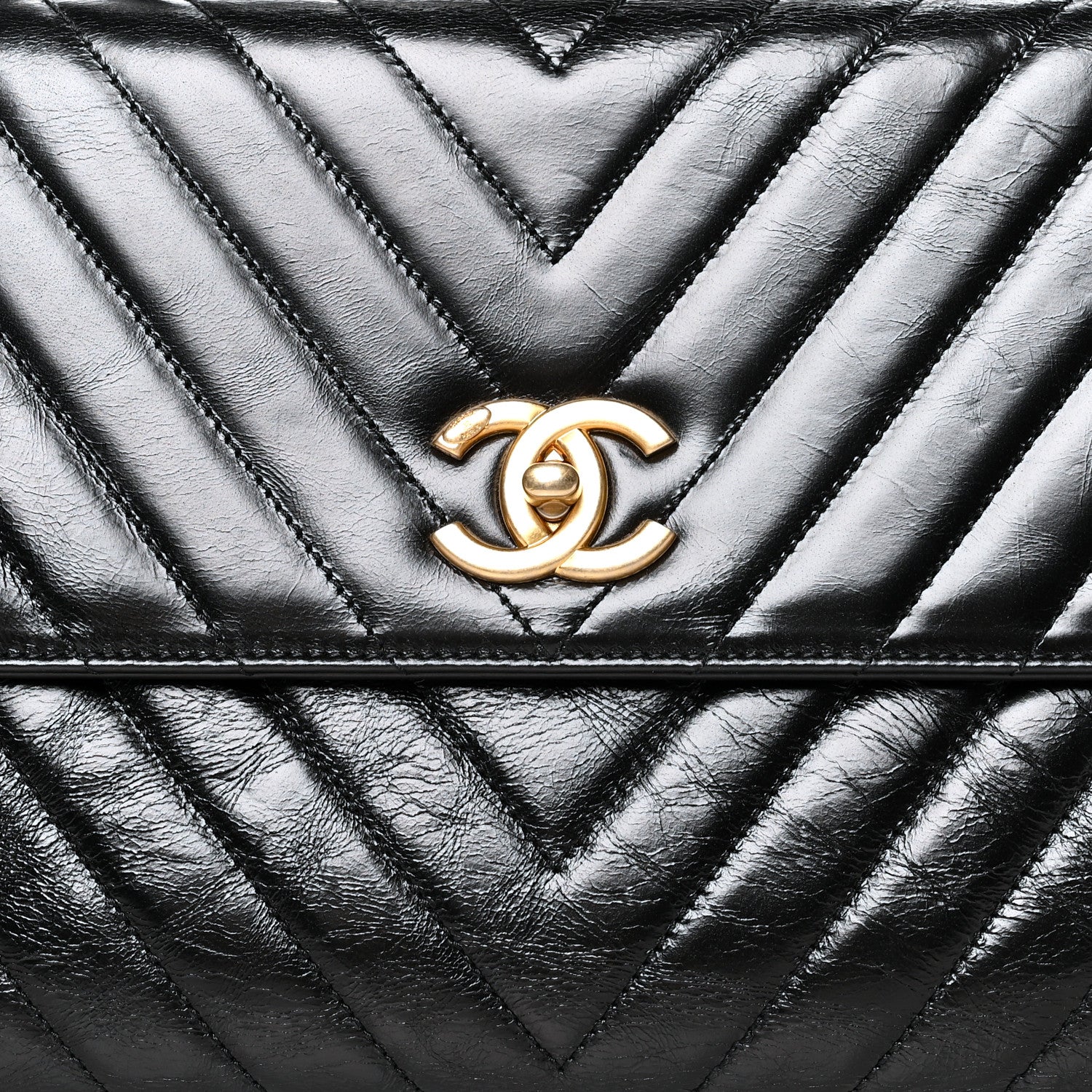 Chanel Calfskin Chevron Quilted Medium Coco Handle Flap Black 7 of 9
