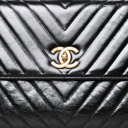 Chanel Calfskin Chevron Quilted Medium Coco Handle Flap Black 7 of 9