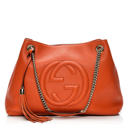 Gucci Pebbled Calfskin Medium Soho Chain Shoulder Bag Sun Orange 1 of 7