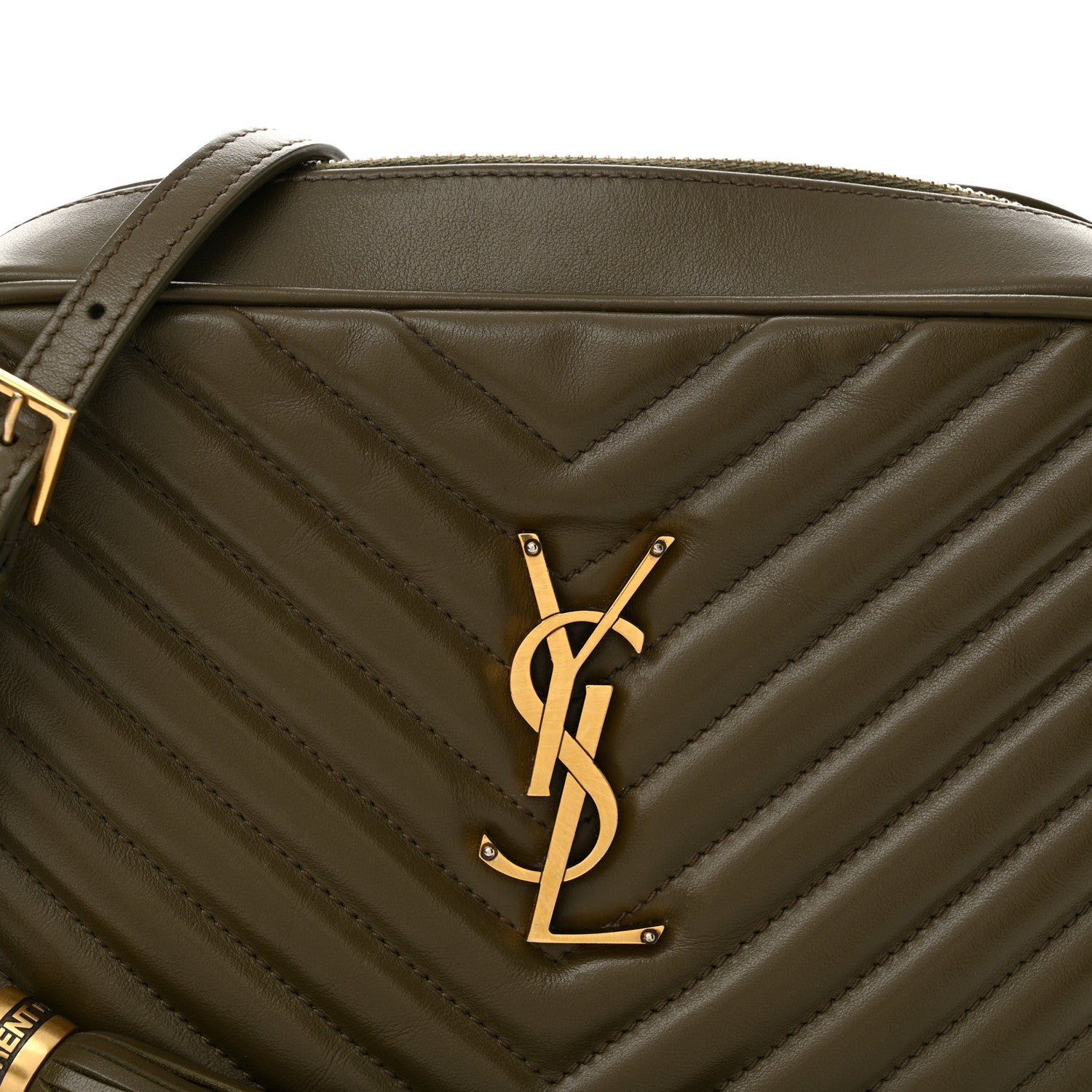 Saint Laurent Calfskin Matelasse Monogram Lou Camera Bag Military Olive 8 of 15