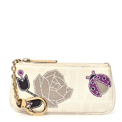 Fendi Zucca Spalmati Rose Ladybug Key Case Pouch White 1 of 13