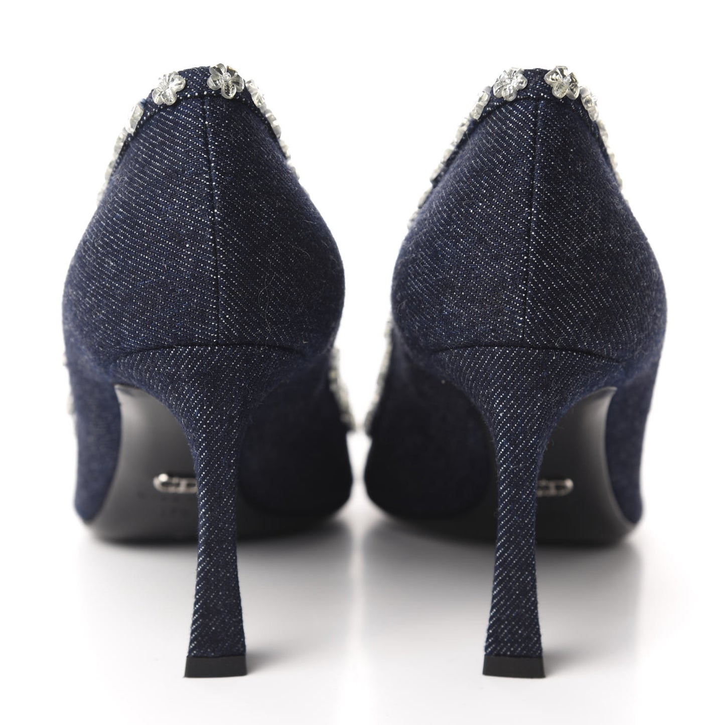 Denim Crystal Garland Pumps 37.5 Blue Fonce
