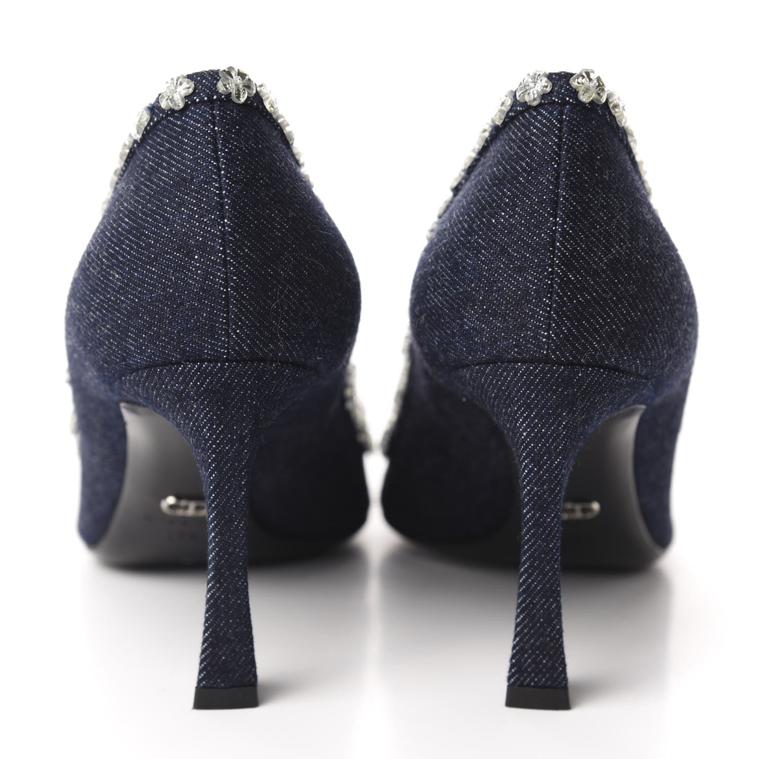 Christian Dior Denim Crystal Garland Pumps 37.5 Blue Fonce 5 of 12