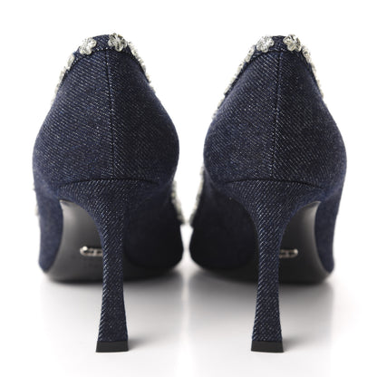 Christian Dior Denim Crystal Garland Pumps 37.5 Blue Fonce 5 of 12