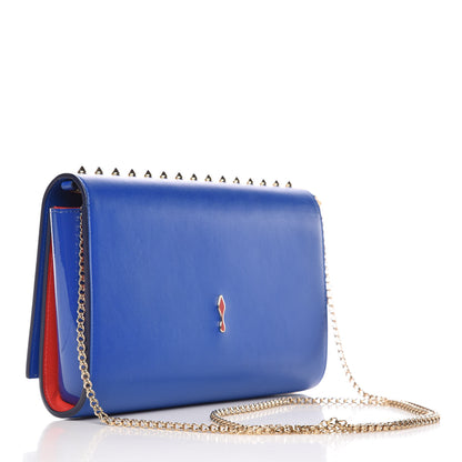 Christian Louboutin Calfskin Spikes Paloma Clutch Blue 3 of 11