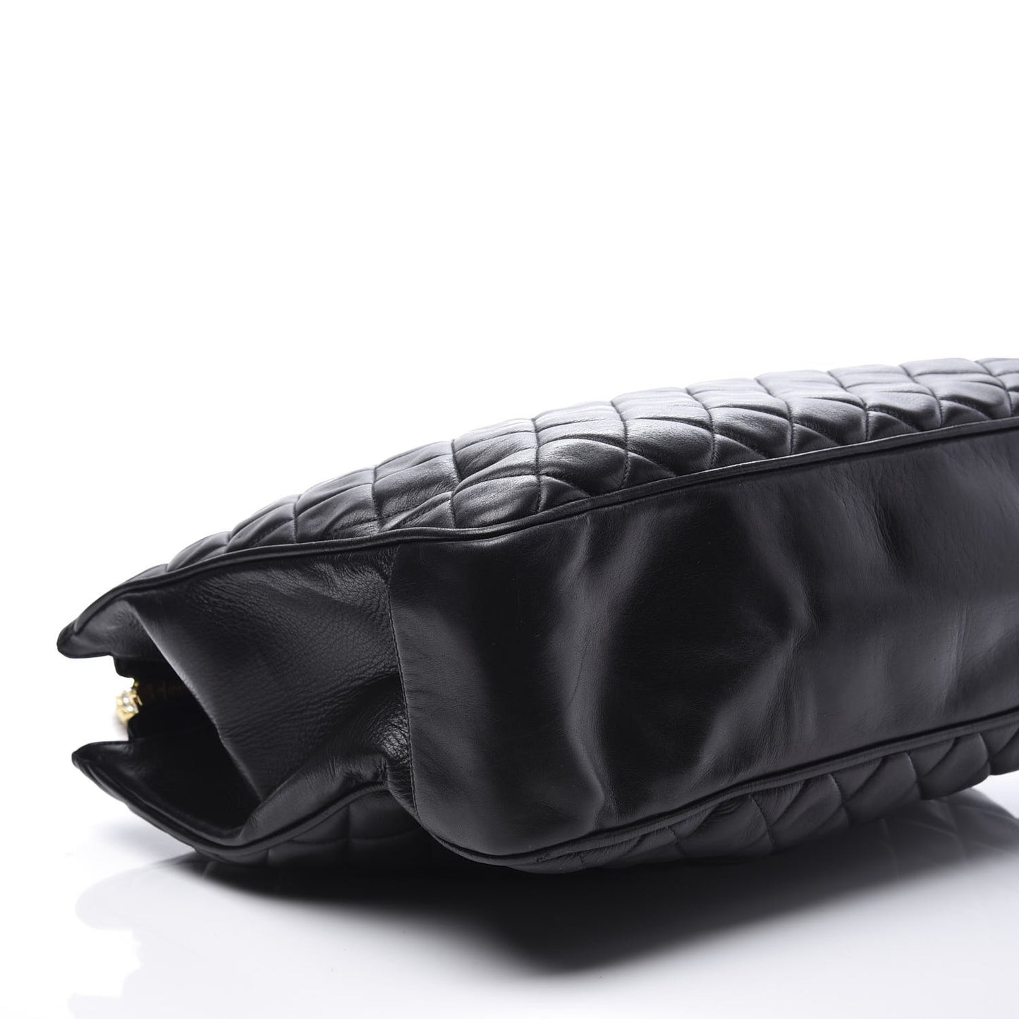 Lambskin Quilted Shopping Tote Black
