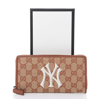 Gucci X MLB GG Monogram NY Yankees Zip Around Wallet Beige Ruggine Ivory 9 of 9