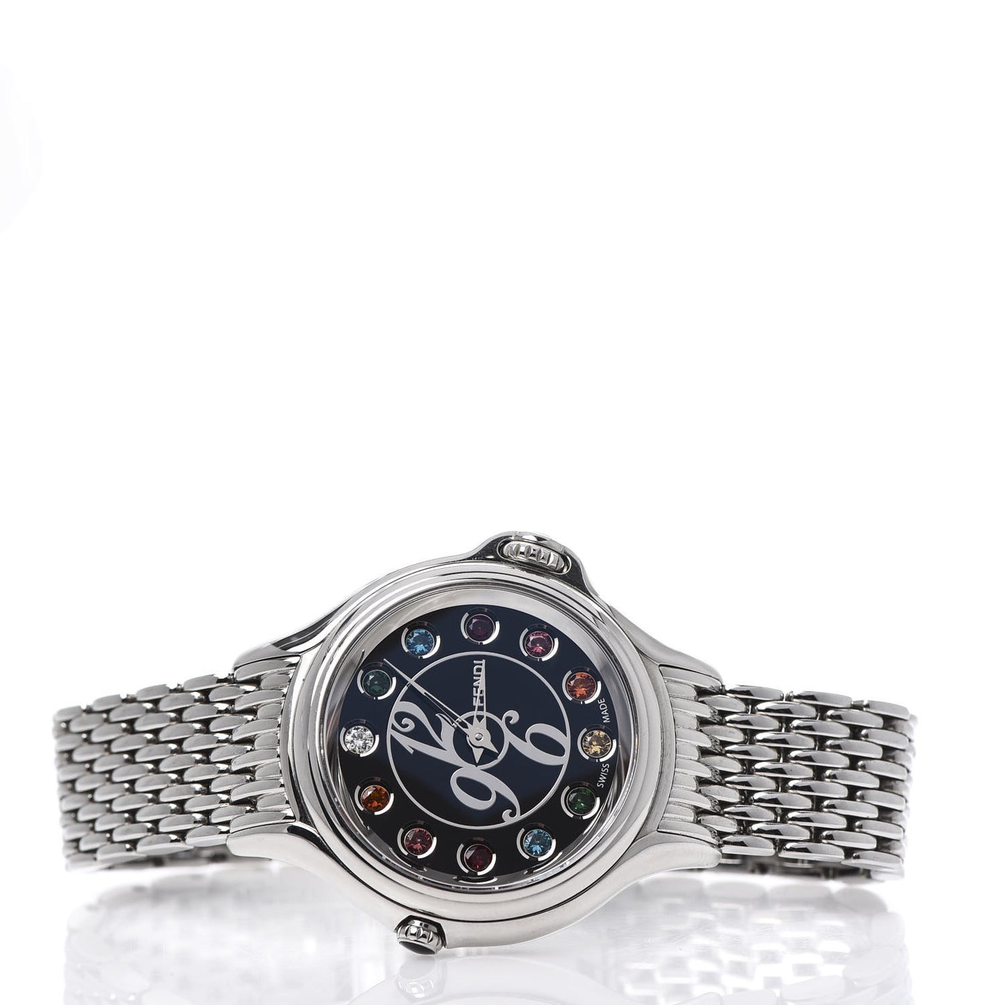Stainless Steel Diamond Topaz 38mm Crazy Carats Quartz Watch Black
