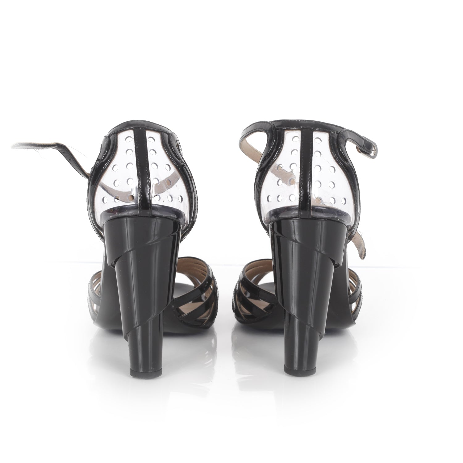 Chanel Patent T Strap Heels 37.5 Black 3 of 8