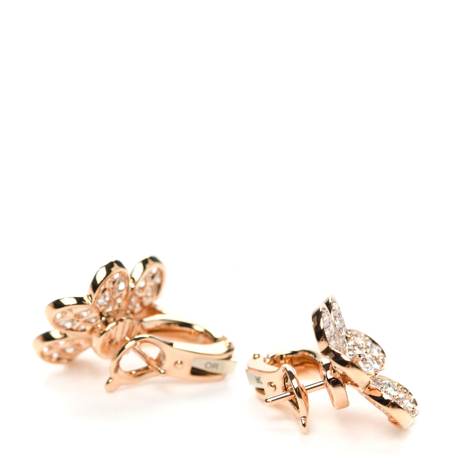 Van Cleef & Arpels 18K Rose Gold Diamond Small Frivole Pave Earrings 3 of 6