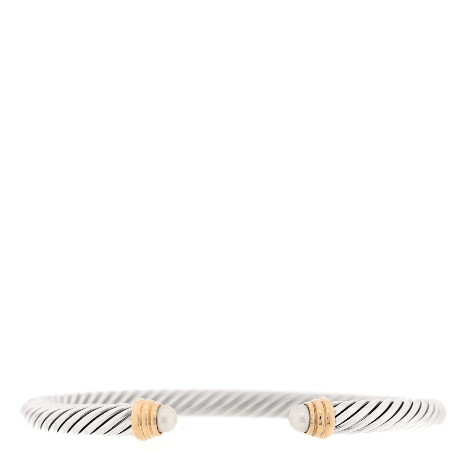 David Yurman Sterling Silver 14K Yellow Gold Pearl 5mm Cable Classics Petite Color Bracelet 1 of 3
