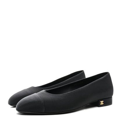 Chanel Grosgrain Cap Toe Uniform Ballerina Flats 37.5 Black 3 of 9
