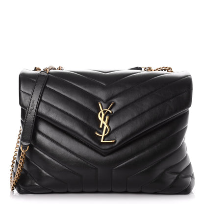 Saint Laurent Calfskin Y Quilted Monogram Medium Loulou Chain Satchel Black 1 of 8