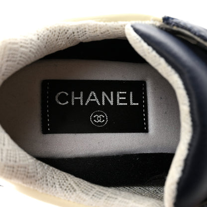 Chanel Patent Calfskin CC Sneakers  36 Navy White 8 of 9