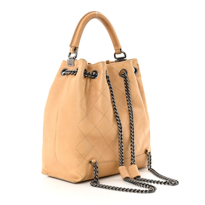 Chanel Calfskin Stitched Medium Urban Luxury Drawstring Backpack Beige 4 of 17