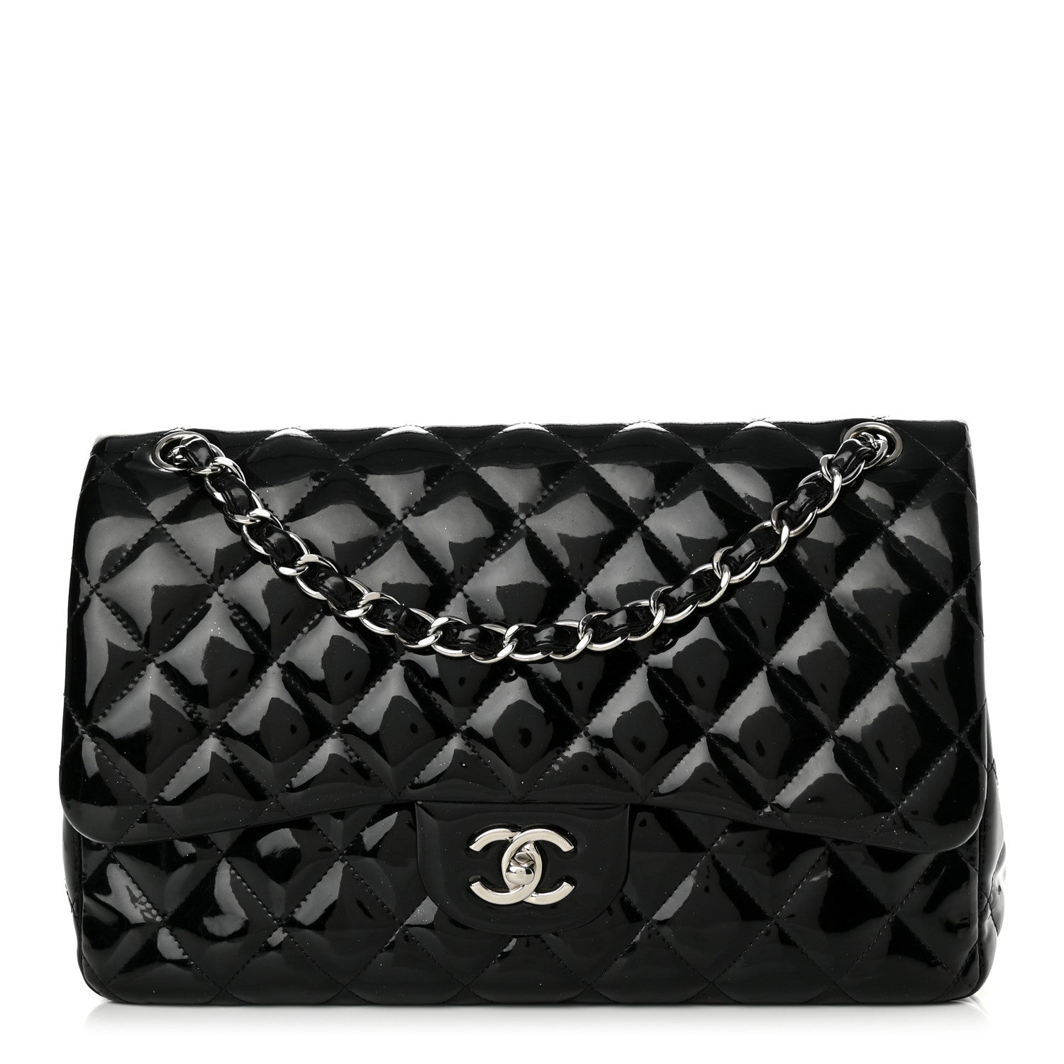 Chanel Patent Quilted Jumbo Double Flap Black 1 of 15