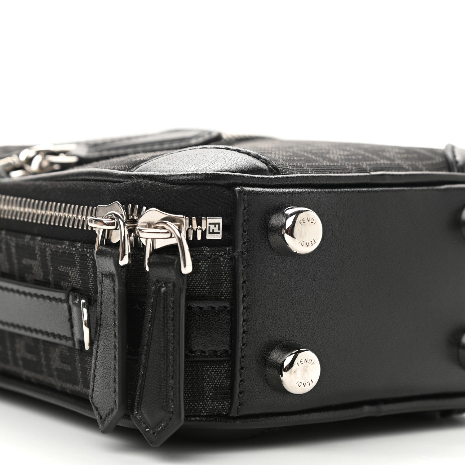 Fendi Recycled Fabric Jacquard Vitello Astro Micro FF Mini Trolley Bag Asfalto Black 9 of 10