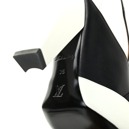 Louis Vuitton Calfskin Monogram Headline Slingback Pumps 36 Black White 7 of 8