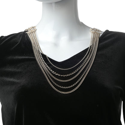 Chanel Multi Strand Chain Baguette Crystal CC Necklace Gold 2 of 5