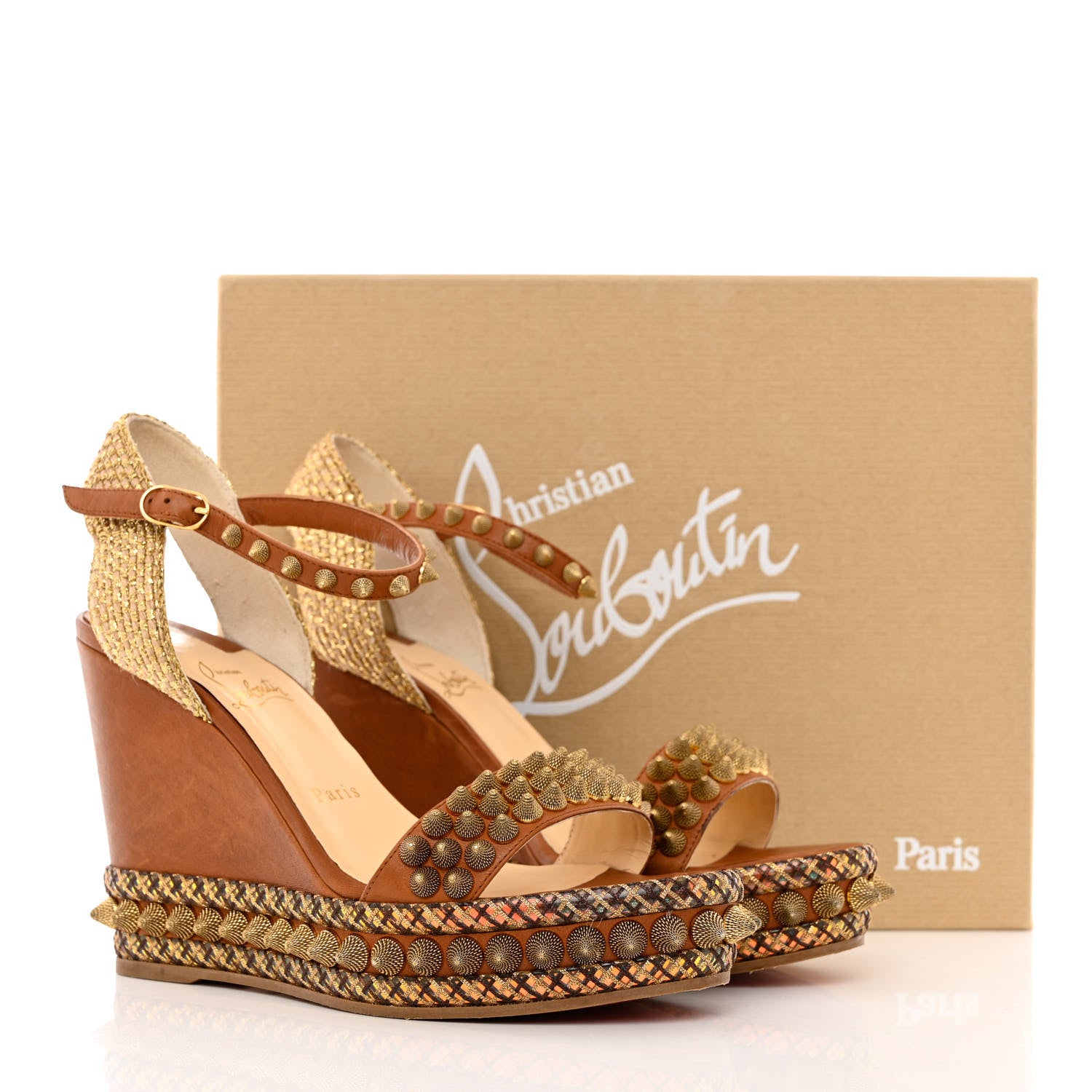 Christian Louboutin Calfskin Cordorella 110 Wedge Sandals 39 Version Cuoio 12 of 12