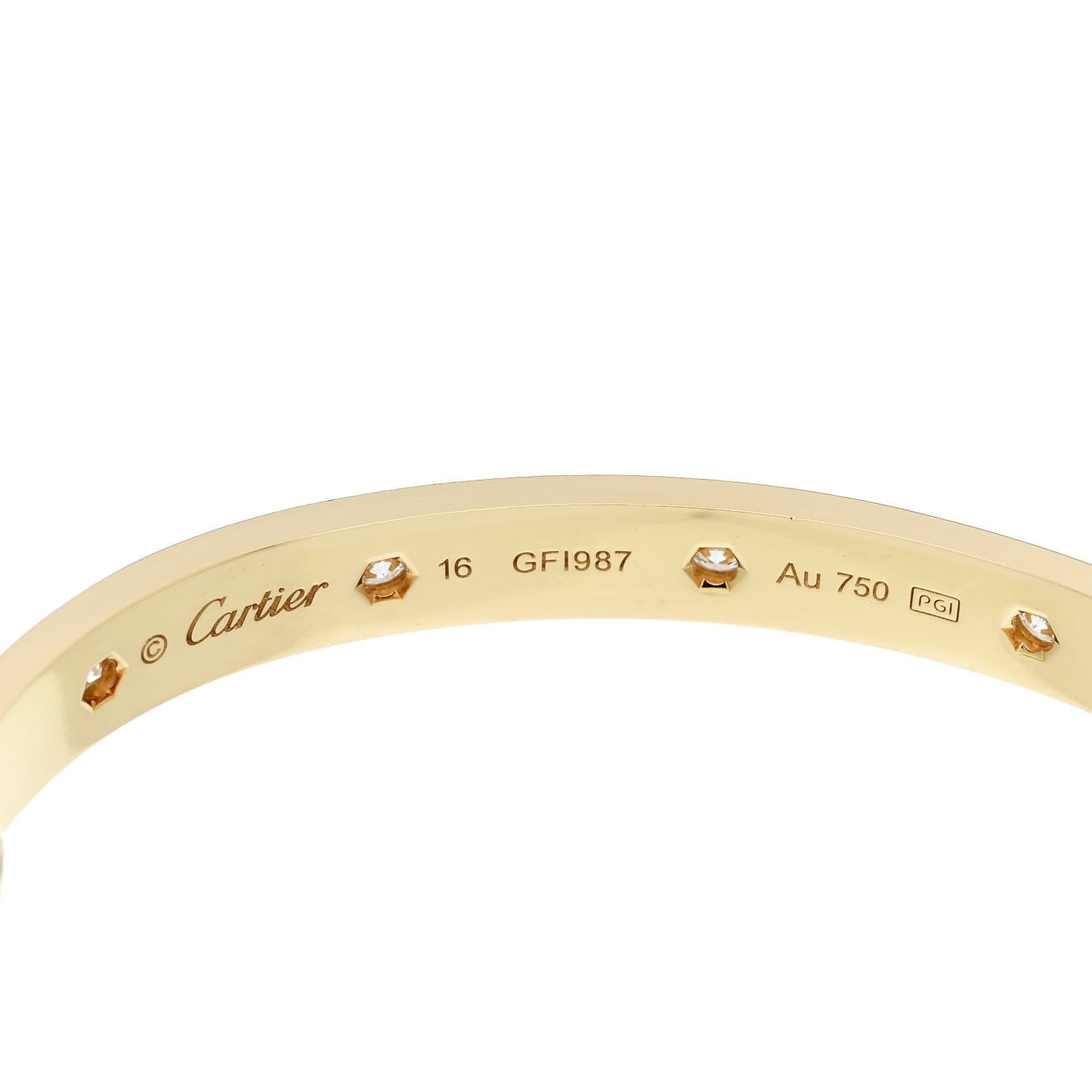 18K Yellow Gold 10 Diamond LOVE Bracelet 16
