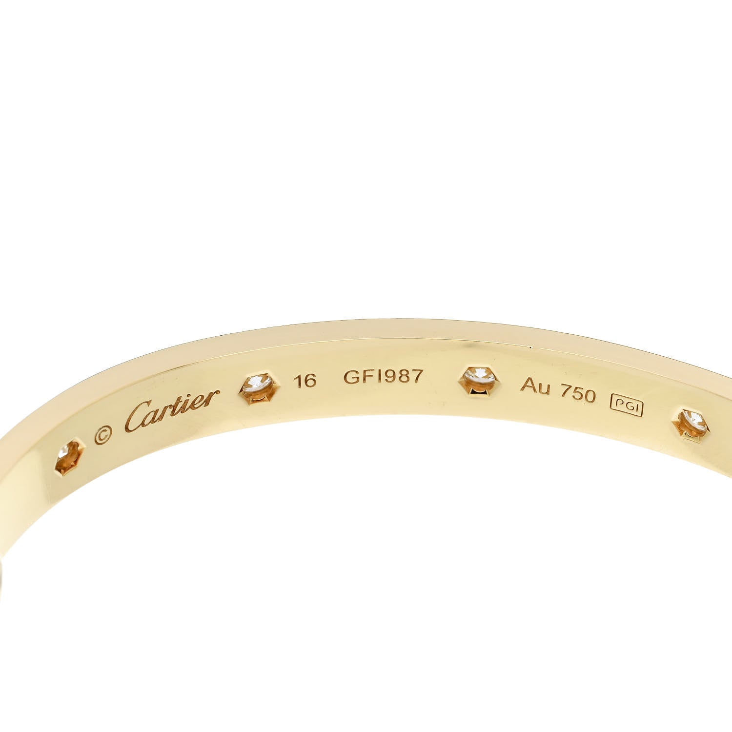 Cartier 18K Yellow Gold 10 Diamond LOVE Bracelet 16 6 of 8