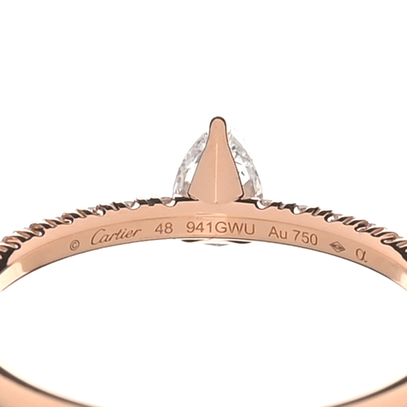 18K Pink Gold Diamond Etincelle De Cartier Pear Shaped Paved Ring 47 4