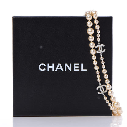 Chanel Pearl CC Long Necklace Silver 5 of 5