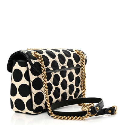 Gucci Canvas Matelasse Diagonal Polka Dot Small GG Marmont Shoulder Bag Black White 3 of 11