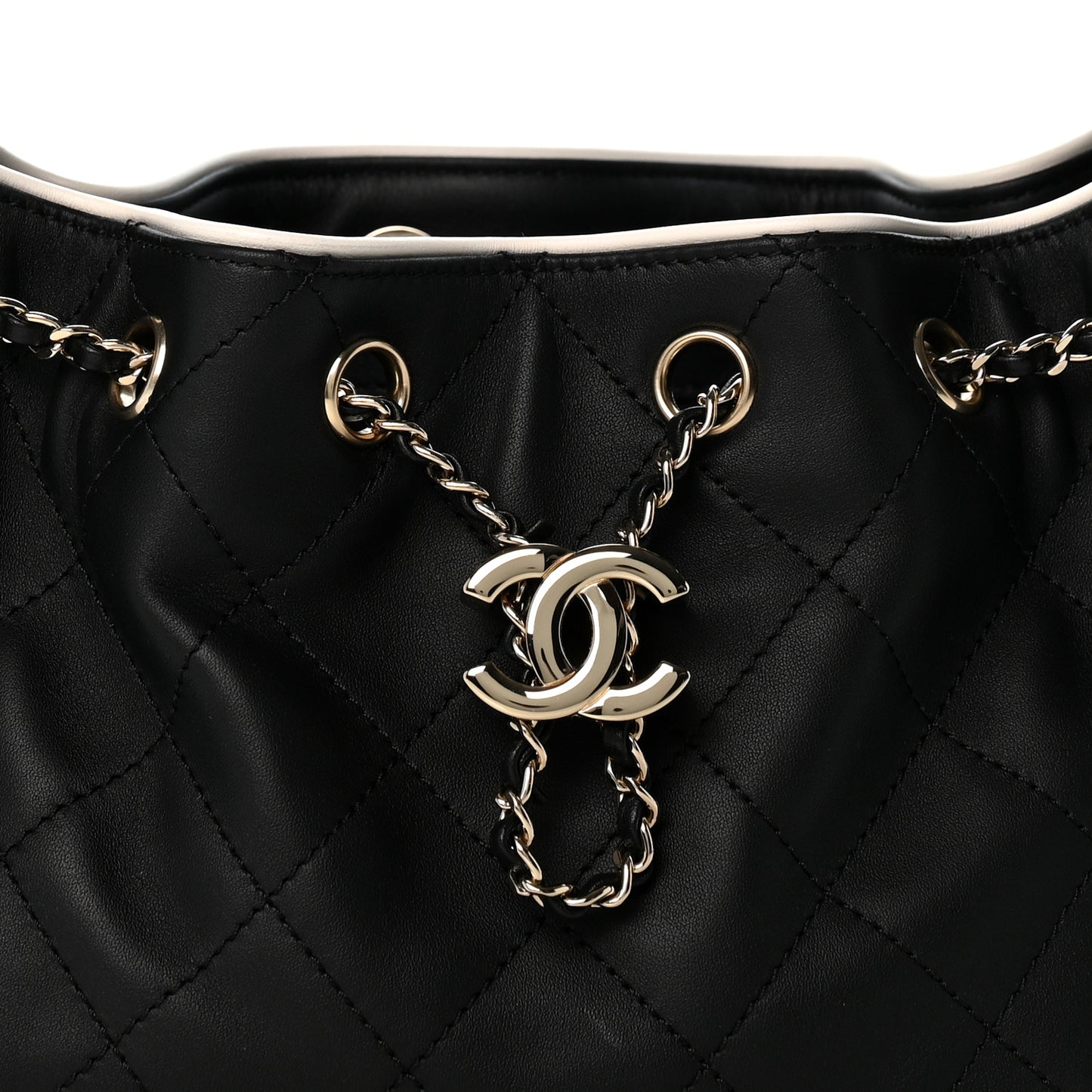 Calfskin Quilted Mini Chanel 25 Handbag Black White