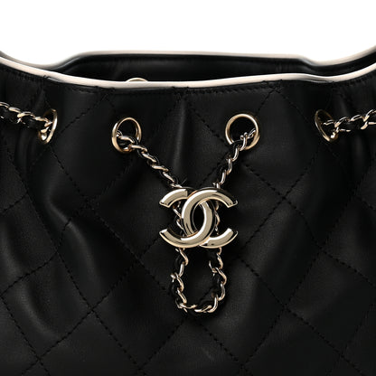 Chanel Calfskin Quilted Mini Chanel 25 Handbag Black White 7 of 9